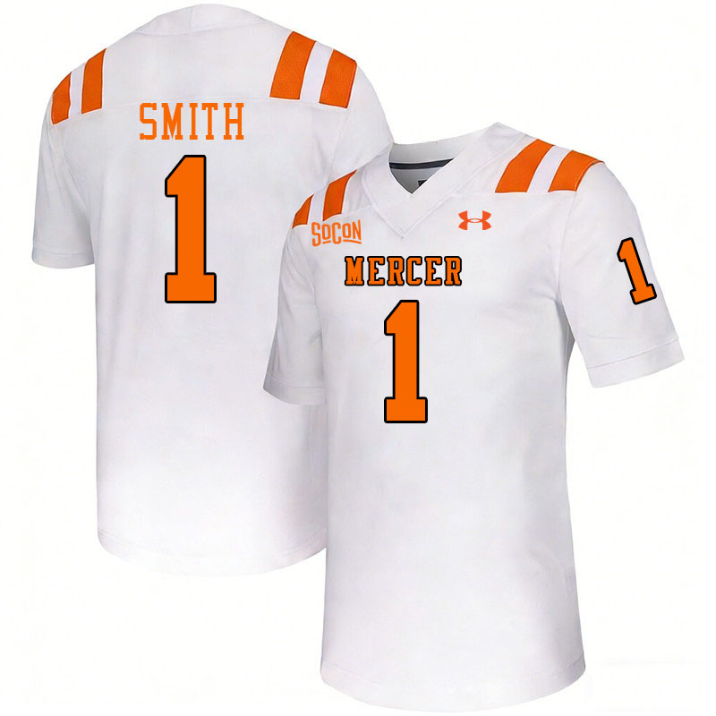 Mercer Bears #1 DJ Smith College Football Jerseys,Uniforms Stitched-White